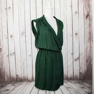 Soft Surroundings Women's Faux Wrap Dress Sleeveless Green Rayon Size Small